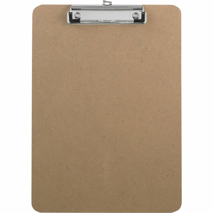 Business Source Flat Clip Clipboard - 9" x 12 1/2" Sheet Size - Hardboard - Brown - 1 Each