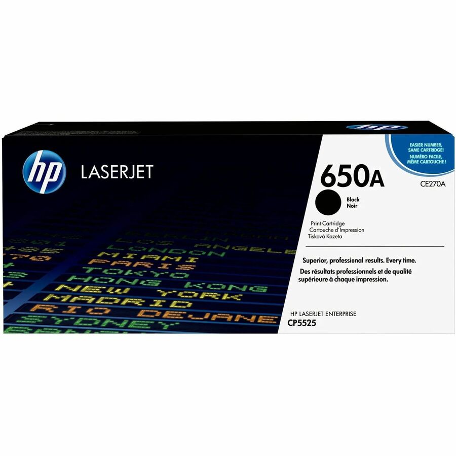 HP 650A (CE270A) Original Laser Toner Cartridge - Single Pack - Black - 1 Each - 13500 Pages