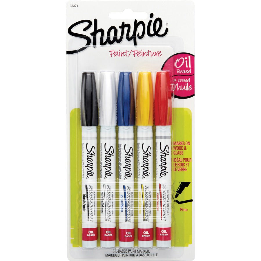 Sharpie Oil-Based Paint Marker - Fine Point - Assorted Ink - Oil Based - 5 / Pack