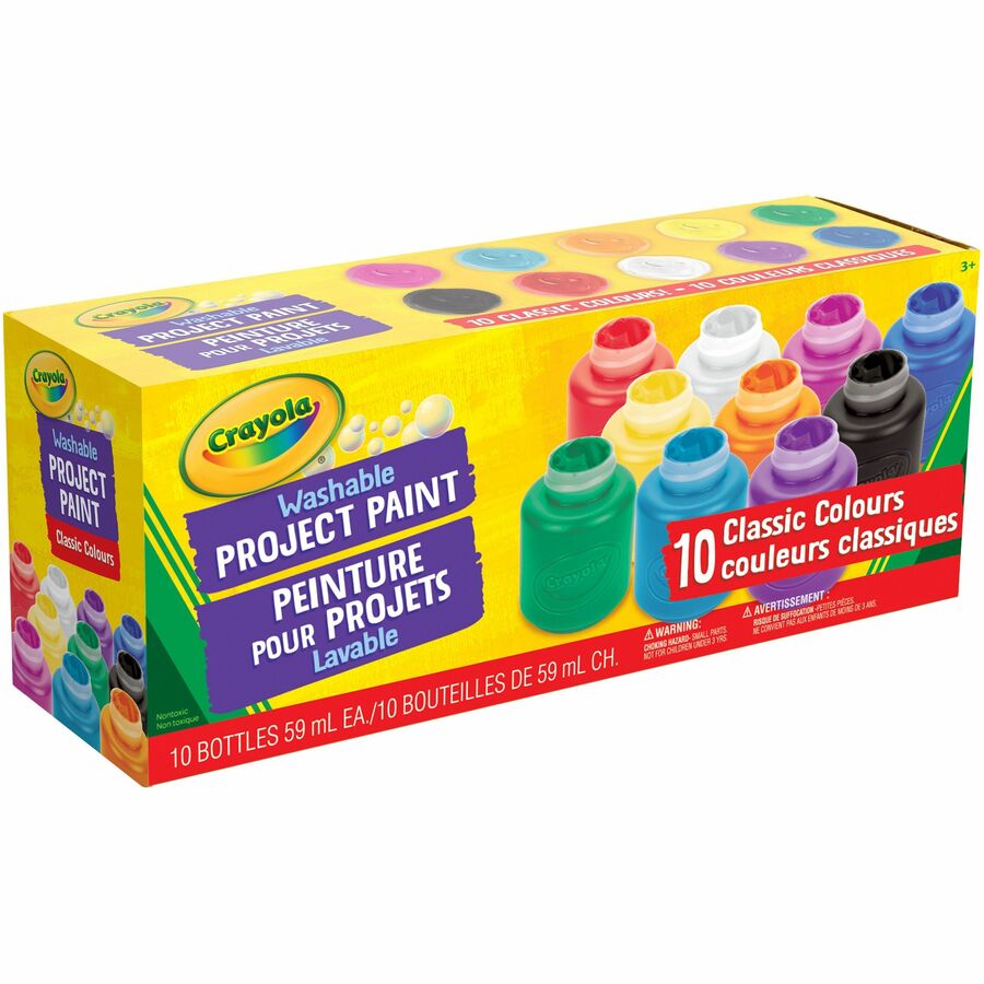 Crayola Washable Kids' Paint Set - 10 Color(s) - Blue, White, Violet, Brown, Green, Turquoise, Red, Yellow, Orange, Magenta - 2 fl oz - Washable - 1 Set