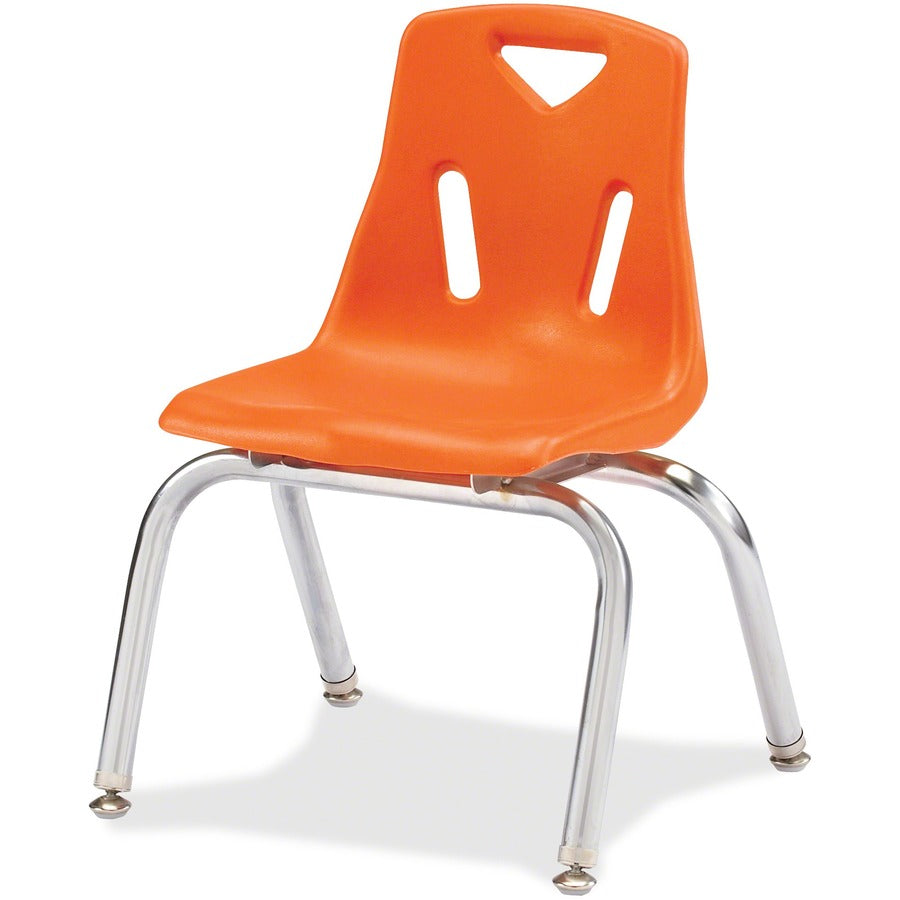 Jonti-Craft Berries Stacking Chair - Steel Frame Material - Four-legged Base - Orange - Polypropylene - 1 Each