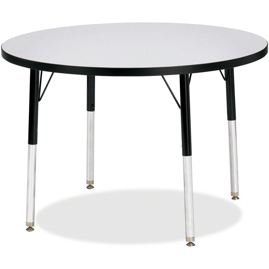 Jonti-Craft Berries Adult Height Color Edge Round Table - Black Round, Laminated Top - Four Leg Base - 4 Legs - Height Adjustable - 24" to 31" Adjustment x 1.13" Table Top Thickness x 36" Table Top Diameter - 31" Height - Art, Craft - Assembly Required...