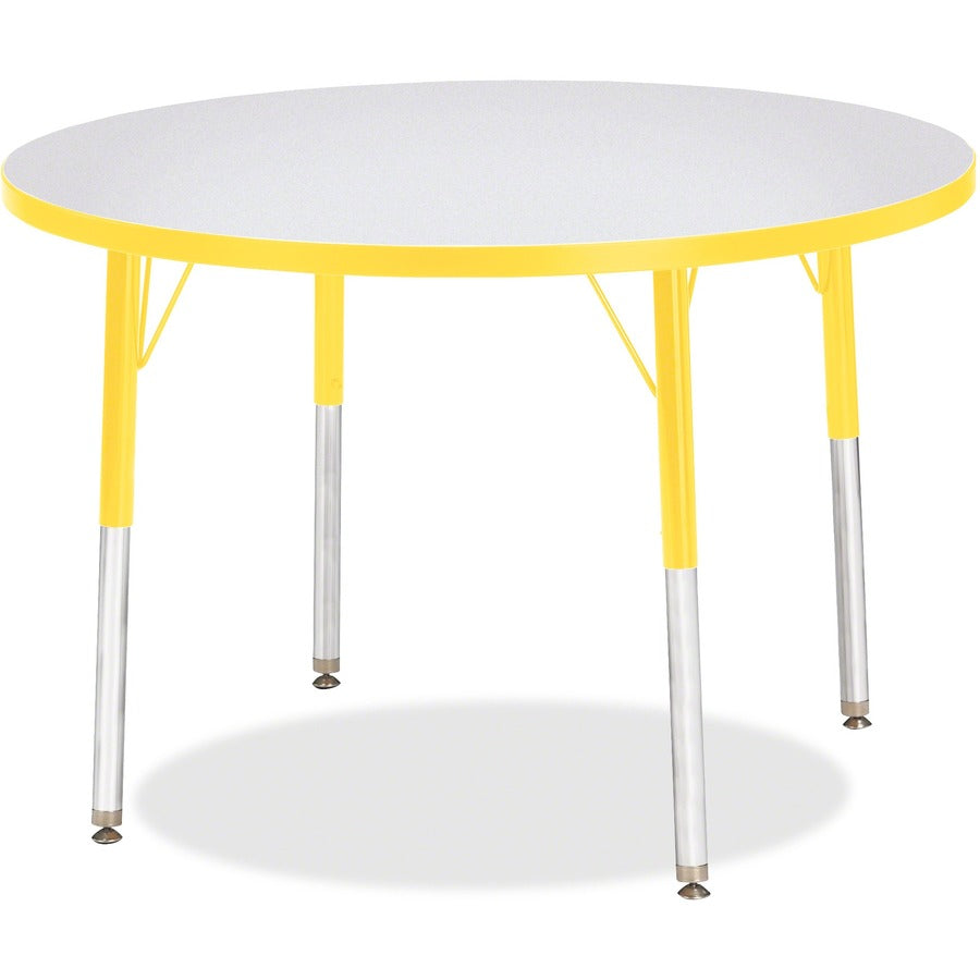 Jonti-Craft Berries Adult Height Color Edge Round Table - Laminated Round, Yellow Top - Four Leg Base - 4 Legs - Height Adjustable - 24" to 31" Adjustment x 1.13" Table Top Thickness x 36" Table Top Diameter - 31" Height - Art, Craft - Assembly Require...