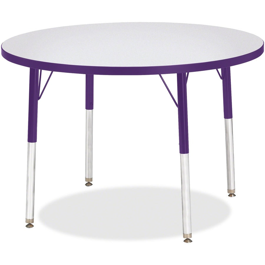 Jonti-Craft Berries Adult Height Color Edge Round Table - Laminated Round, Purple Top - Four Leg Base - 4 Legs - Height Adjustable - 24" to 31" Adjustment x 1.13" Table Top Thickness x 36" Table Top Diameter - 31" Height - Art, Craft - Assembly Require...