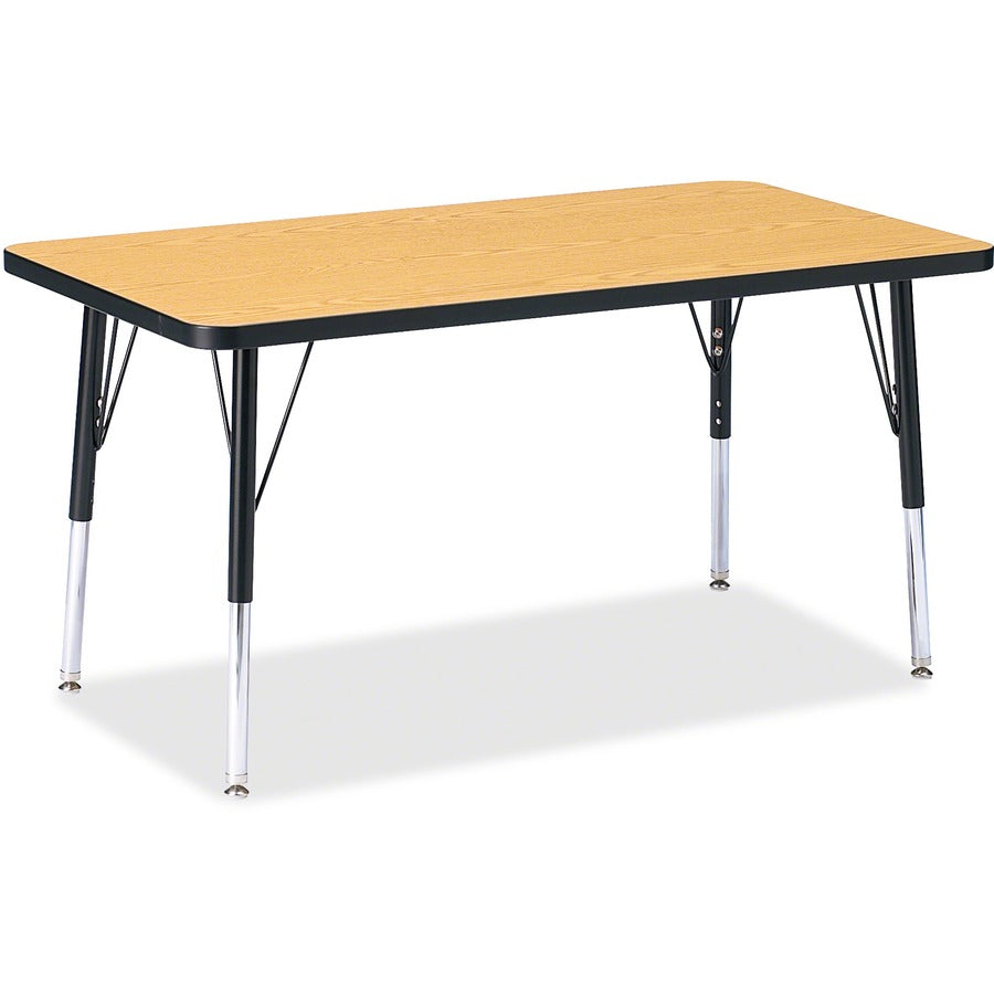 Jonti-Craft Berries Elementary Height Color Top Rectangle Table - Black Oak Rectangle, Laminated Top - Four Leg Base - 4 Legs - Height Adjustable - 15" to 24" Adjustment - 36" Table Top Length x 24" Table Top Width x 1.13" Table Top Thickness - Art, Cr...