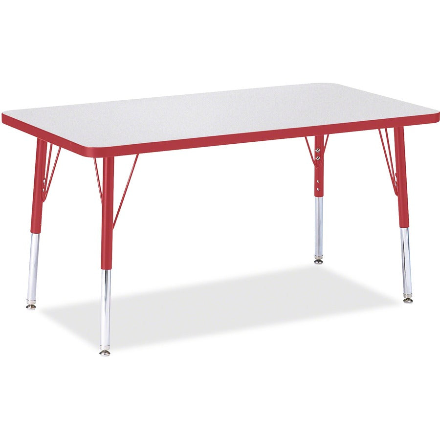 Jonti-Craft Berries Elementary Height Gray Top Rectangular Table - Gray Rectangle, Laminated Top - Four Leg Base - 4 Legs - Height Adjustable - 15" to 24" Adjustment - 36" Table Top Length x 24" Table Top Width x 1.13" Table Top Thickness - 24" Height...