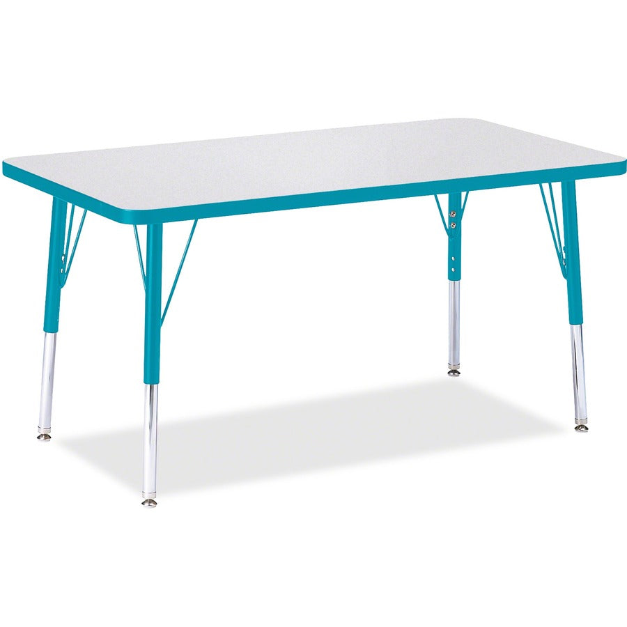 Jonti-Craft Berries Elementary Height Color Edge Rectangle Table - Gray Rectangle Top - Four Leg Base - 4 Legs - Height Adjustable - 15" to 24" Adjustment - 36" Table Top Length x 24" Table Top Width x 1.13" Table Top Thickness - 24" Height - Art, Craf...