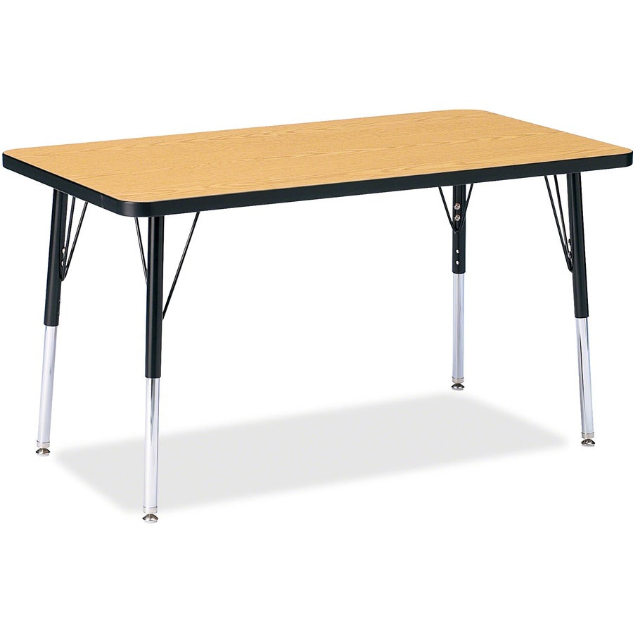 Jonti-Craft Berries Adult Height Color Top Rectangle Table - Black Oak Rectangle, Laminated Top - Four Leg Base - 4 Legs - Height Adjustable - 24" to 31" Adjustment - 36" Table Top Length x 24" Table Top Width x 1.13" Table Top Thickness - 31" Height...