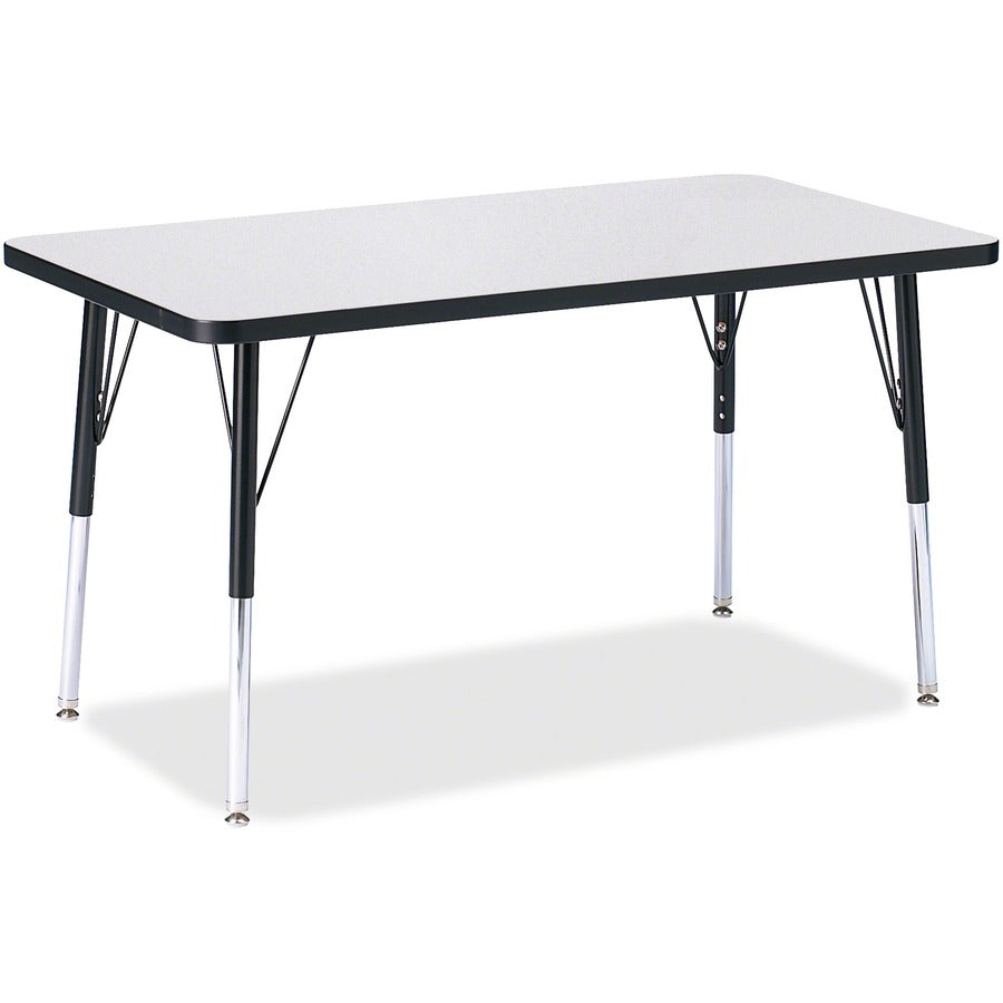 Jonti-Craft Berries Adult Height Color Edge Rectangle Table - Black Rectangle, Laminated Top - Four Leg Base - 4 Legs - Height Adjustable - 24" to 31" Adjustment - 36" Table Top Length x 24" Table Top Width x 1.13" Table Top Thickness - 31" Height - Ar...