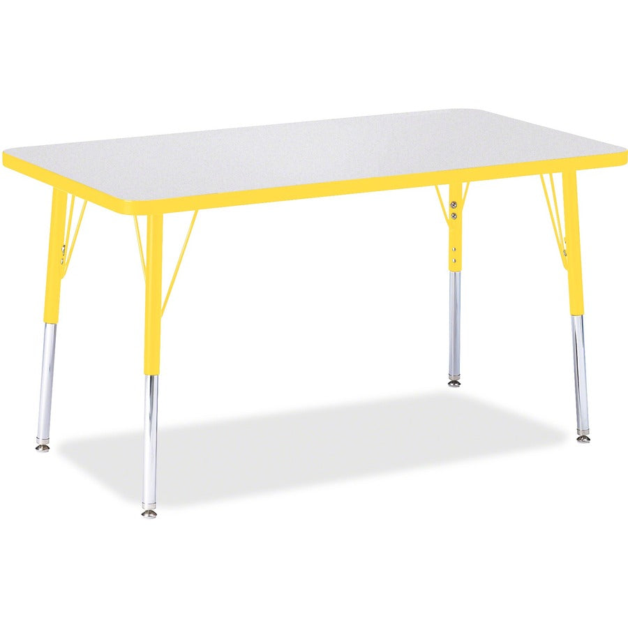 Jonti-Craft Berries Adult Height Color Edge Rectangle Table - Laminated Rectangle, Yellow Top - Four Leg Base - 4 Legs - Height Adjustable - 24" to 31" Adjustment - 36" Table Top Length x 24" Table Top Width x 1.13" Table Top Thickness - 31" Height - A...