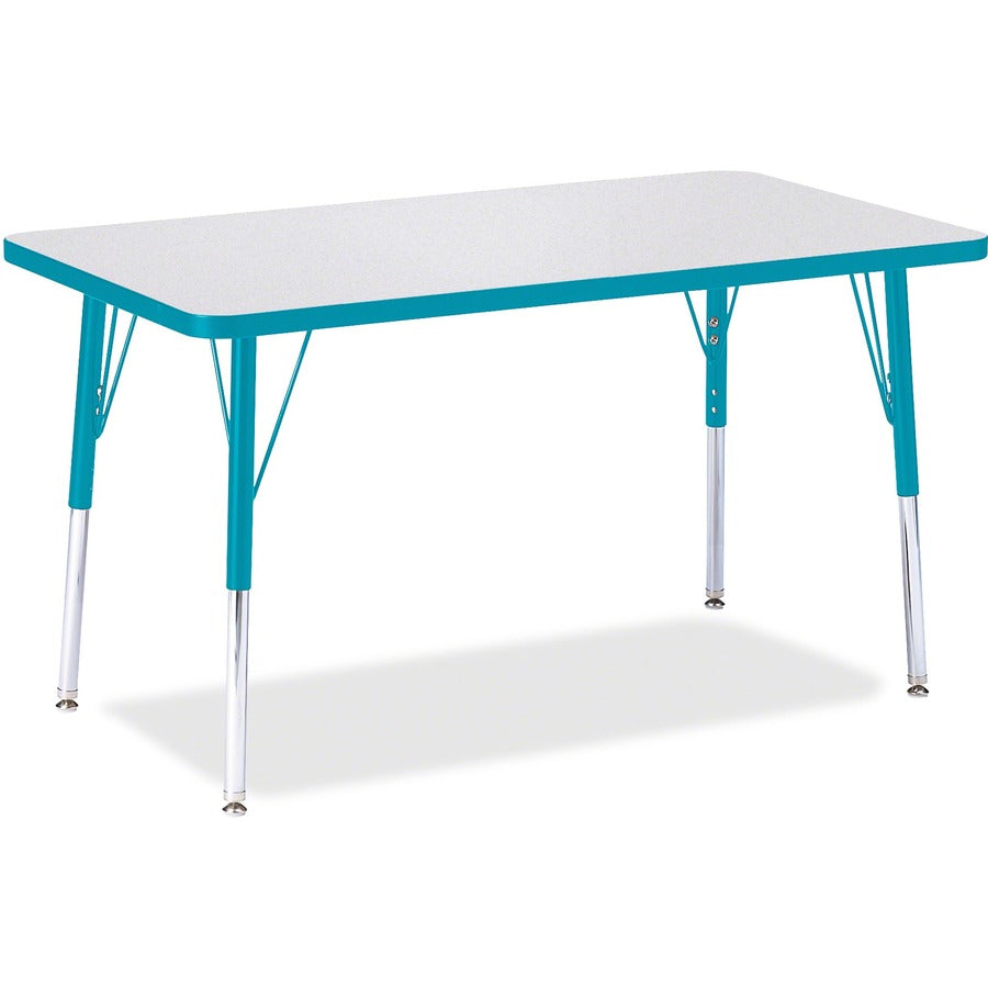 Jonti-Craft Berries Adult Height Color Edge Rectangle Table - Laminated Rectangle, Teal Top - Four Leg Base - 4 Legs - Height Adjustable - 24" to 31" Adjustment - 36" Table Top Length x 24" Table Top Width x 1.13" Table Top Thickness - 31" Height - Art...