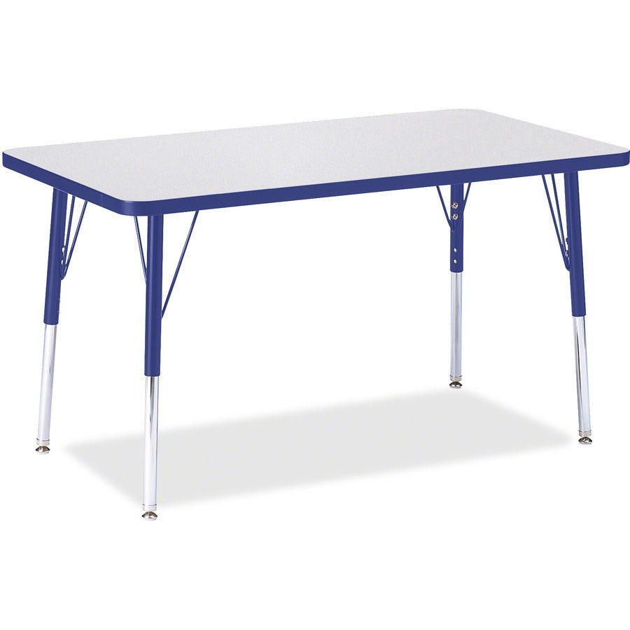 Jonti-Craft Berries Adult Height Color Edge Rectangle Table - Blue Rectangle, Laminated Top - Four Leg Base - 4 Legs - Height Adjustable - 24" to 31" Adjustment - 36" Table Top Length x 24" Table Top Width x 1.13" Table Top Thickness - 31" Height - Art...