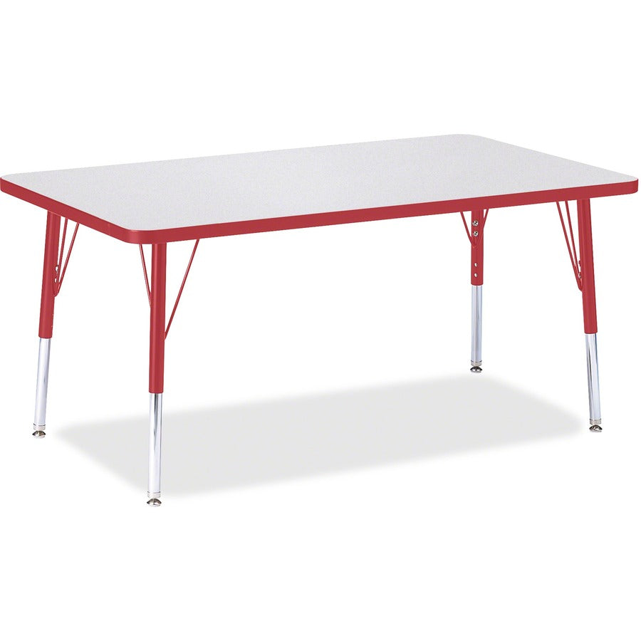 Jonti-Craft Berries Elementary Height Gray Top Rectangular Table - Gray Rectangle, Laminated Top - Four Leg Base - 4 Legs - Height Adjustable - 15" to 24" Adjustment - 48" Table Top Length x 30" Table Top Width x 1.13" Table Top Thickness - 24" Height...