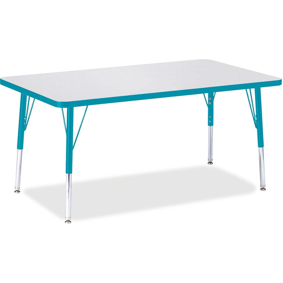 Jonti-Craft Berries Elementary Height Color Edge Rectangle Table - Laminated Rectangle, Gray Top - Four Leg Base - 4 Legs - Height Adjustable - 15" to 24" Adjustment - 48" Table Top Length x 30" Table Top Width x 1.13" Table Top Thickness - 24" Height...