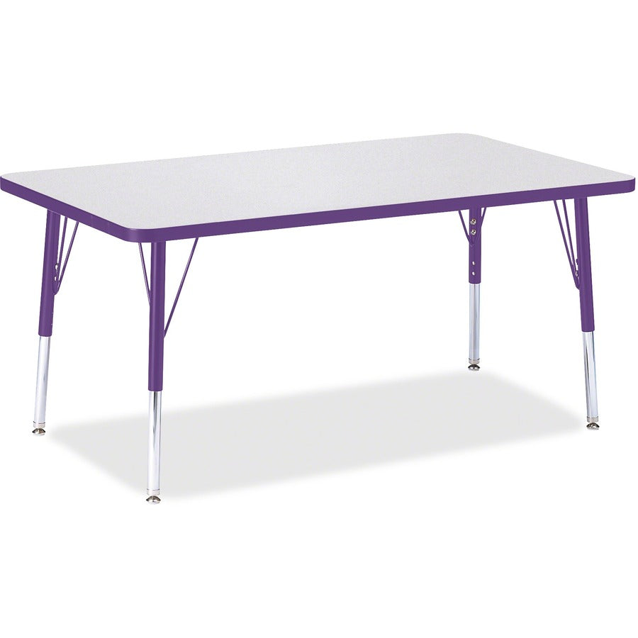 Berries Berries Elementary Height Color Edge Rectangle Table - Gray Rectangle Top - Four Leg Base - 4 Legs - Height Adjustable - 15" to 24" Adjustment - 48" Table Top Length x 30" Table Top Width x 1.13" Table Top Thickness - 24" Height - Art, Craft...