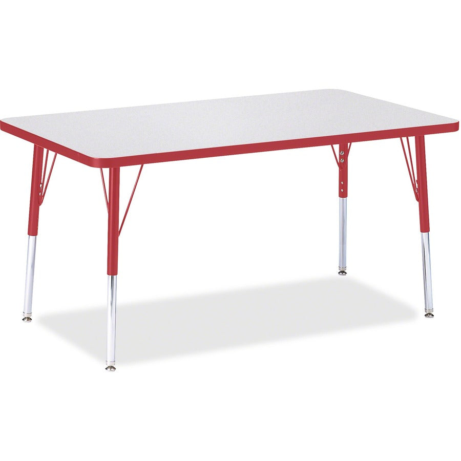 Jonti-Craft Berries Adult Height Color Edge Rectangle Table - Gray Rectangle, Laminated Top - Four Leg Base - 4 Legs - Height Adjustable - 24" to 31" Adjustment - 48" Table Top Length x 30" Table Top Width x 1.13" Table Top Thickness - 31" Height - Art...