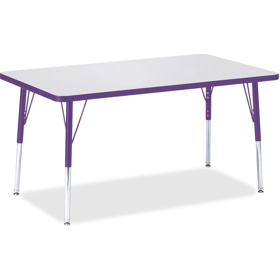 Jonti-Craft Berries Adult Height Color Edge Rectangle Table - Laminated Rectangle, Purple Top - Four Leg Base - 4 Legs - Height Adjustable - 24" to 31" Adjustment - 48" Table Top Length x 30" Table Top Width x 1.13" Table Top Thickness - 31" Height - A...