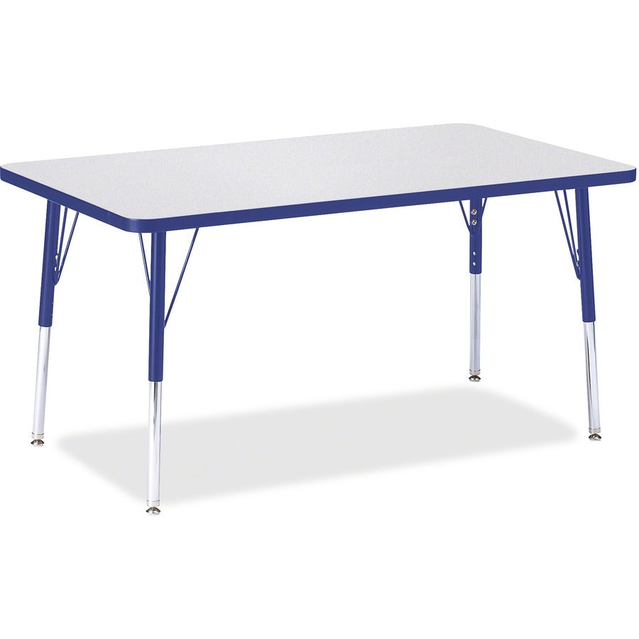Jonti-Craft Berries Adult Height Color Edge Rectangle Table - Blue Rectangle, Laminated Top - Four Leg Base - 4 Legs - Height Adjustable - 24" to 31" Adjustment - 48" Table Top Length x 30" Table Top Width x 1.13" Table Top Thickness - 31" Height - Art...
