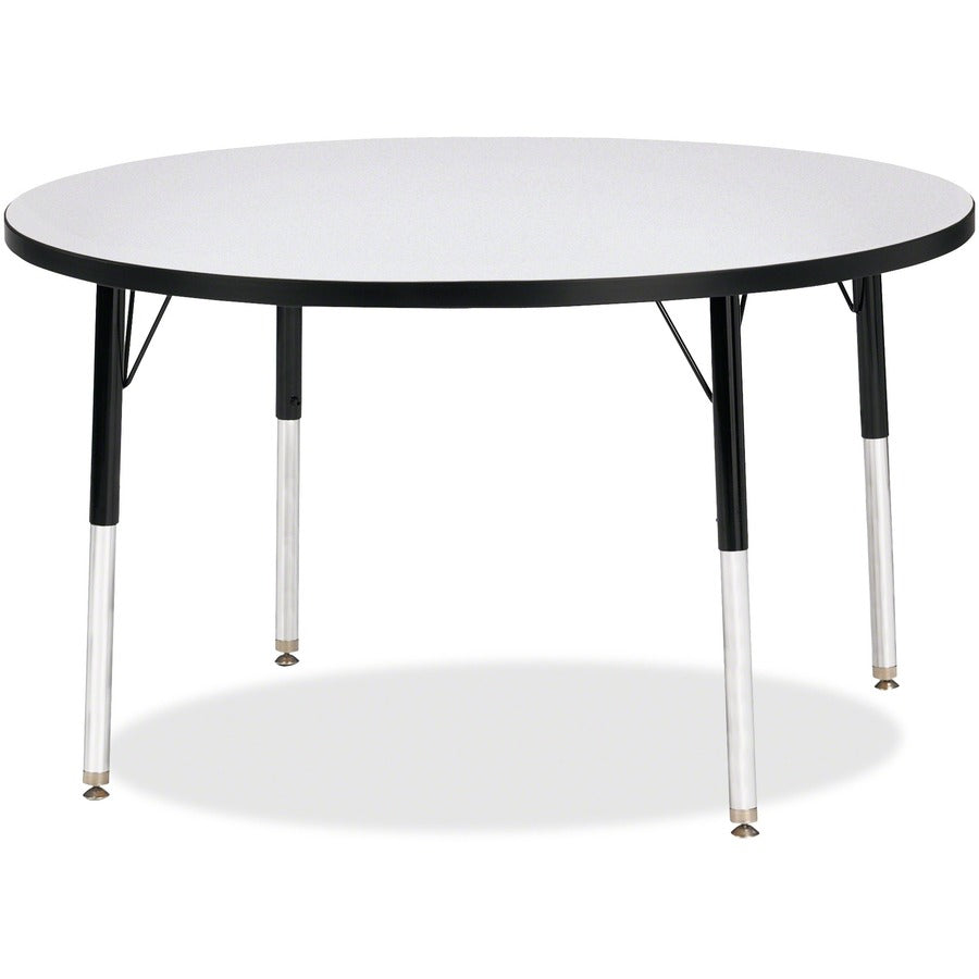 Jonti-Craft Berries Elementary Height Color Edge Round Table - Black Round, Laminated Top - Four Leg Base - 4 Legs - Height Adjustable - 24" to 31" Adjustment x 1.13" Table Top Thickness x 42" Table Top Diameter - Art, Craft - Assembly Required - Powde...