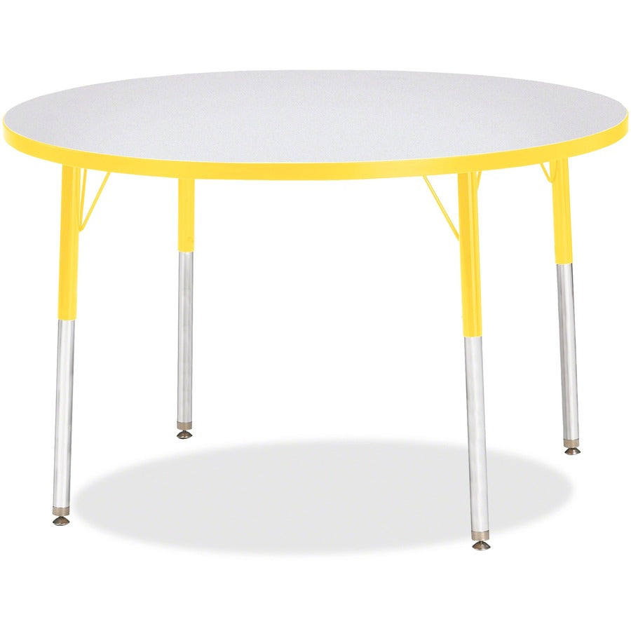 Jonti-Craft Berries Adult Height Color Edge Round Table - Laminated Round, Yellow Top - Four Leg Base - 4 Legs - Height Adjustable - 24" to 31" Adjustment x 1.13" Table Top Thickness x 42" Table Top Diameter - 31" Height - Art, Craft - Assembly Require...