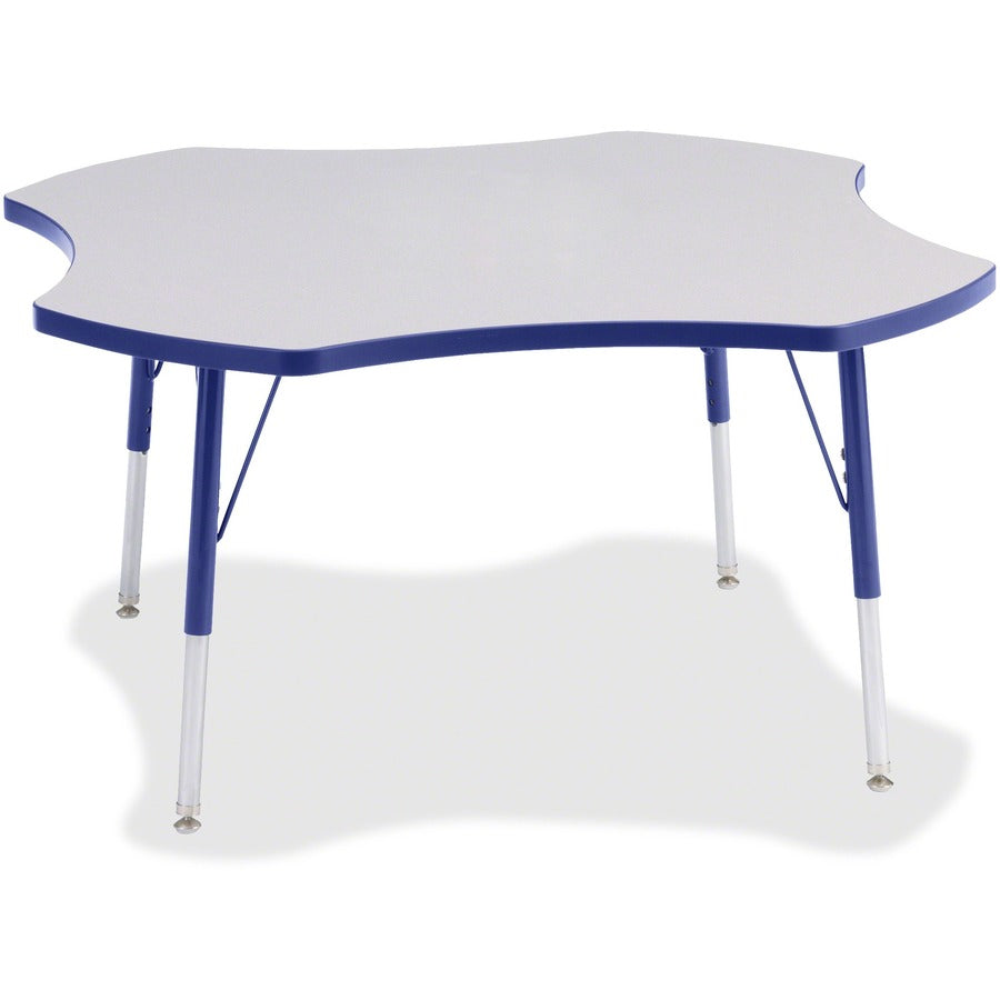 Jonti-Craft Berries Prism Four-Leaf Student Table - Gray, Laminated Top - Four Leg Base - 4 Legs - Height Adjustable - 24" to 31" Adjustment x 1.13" Table Top Thickness x 48" Table Top Diameter - 31" Height - Educational Environment - Assembly Required...