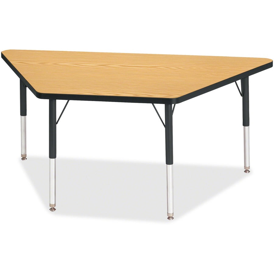 Jonti-Craft Berries Elementary Height Classic Trapezoid Table - Black Oak Trapezoid, Laminated Top - Four Leg Base - 4 Legs - Height Adjustable - 15" to 24" Adjustment - 60" Table Top Length x 30" Table Top Width x 1.13" Table Top Thickness - 24" Heigh...