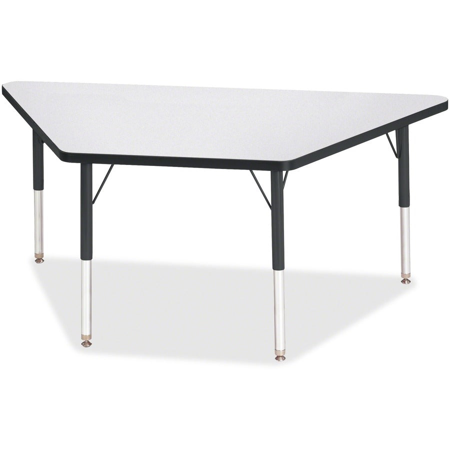 Jonti-Craft Berries Elementary Height Prism Edge Trapezoid Table - Black Trapezoid, Laminated Top - Four Leg Base - 4 Legs - Height Adjustable - 15" to 24" Adjustment - 60" Table Top Length x 30" Table Top Width x 1.13" Table Top Thickness - 24" Height...