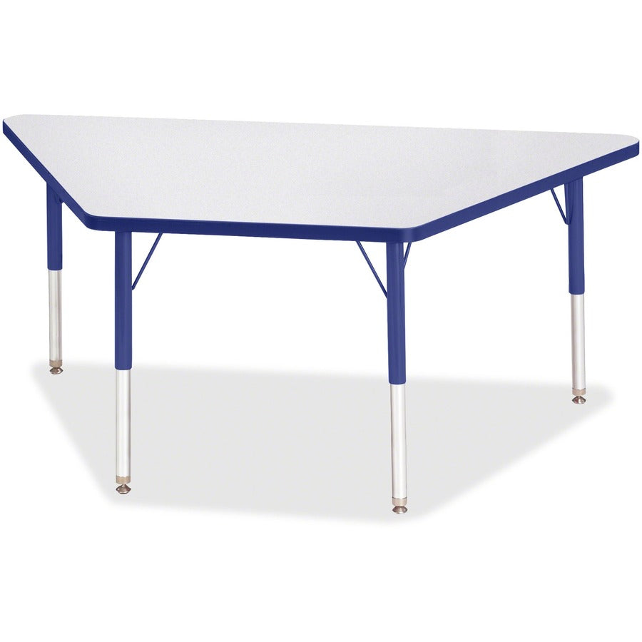 Jonti-Craft Berries Elementary Height Prism Edge Trapezoid Table - Blue Trapezoid, Laminated Top - Four Leg Base - 4 Legs - Height Adjustable - 15" to 24" Adjustment - 60" Table Top Length x 30" Table Top Width x 1.13" Table Top Thickness - 24" Height...