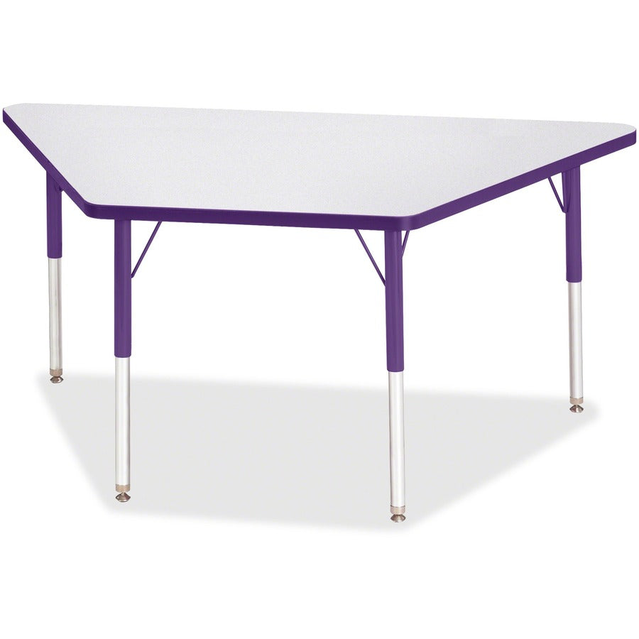 Jonti-Craft Berries Adult-Size Gray Laminate Trapezoid Table - Laminated Trapezoid, Purple Top - Four Leg Base - 4 Legs - Height Adjustable - 24" to 31" Adjustment - 60" Table Top Length x 30" Table Top Width x 1.13" Table Top Thickness - 31" Height...
