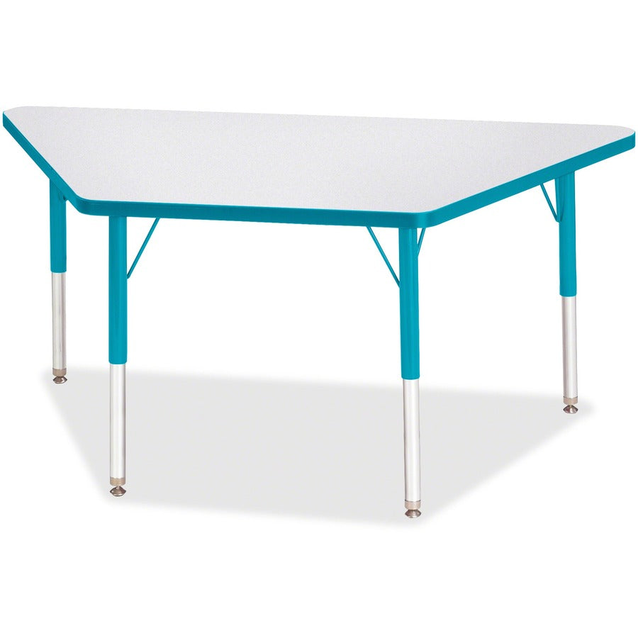Jonti-Craft Berries Elementary Height Prism Edge Trapezoid Table - Laminated Trapezoid, Teal Top - Four Leg Base - 4 Legs - Height Adjustable - 15" to 24" Adjustment - 48" Table Top Length x 24" Table Top Width x 1.13" Table Top Thickness - 24" Height...