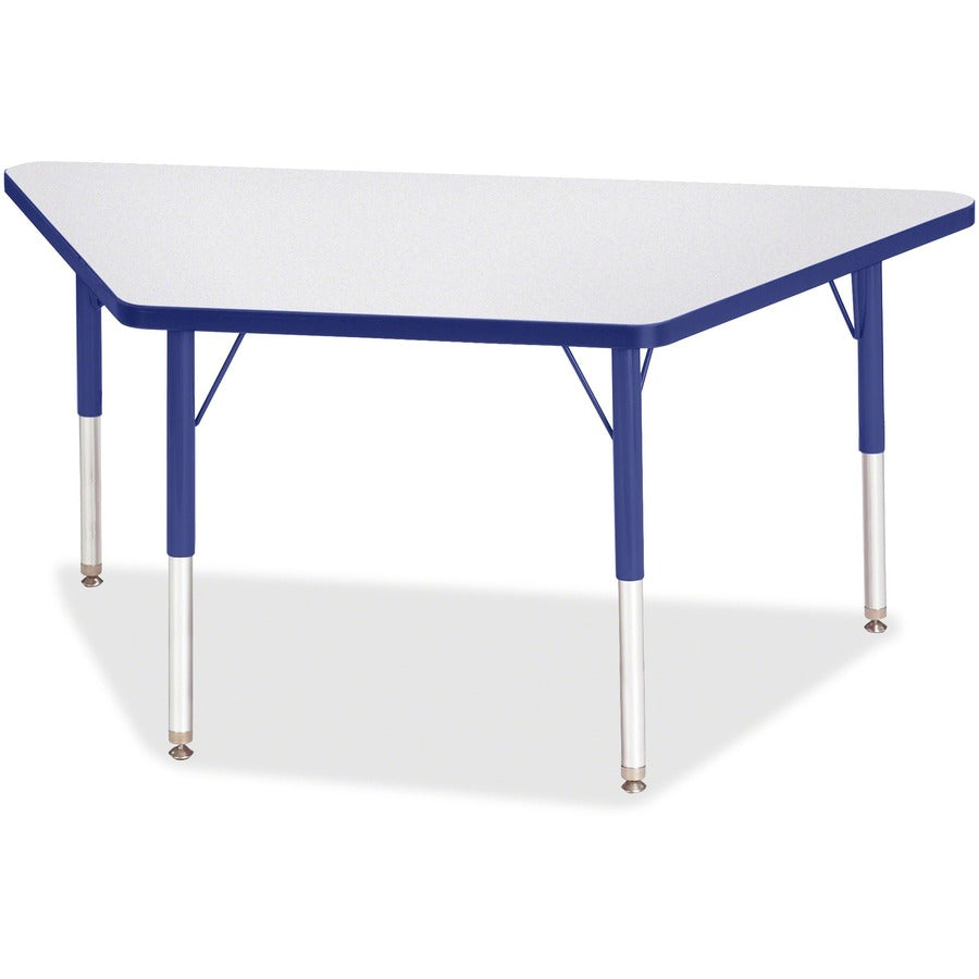 Jonti-Craft Berries Elementary Height Prism Edge Trapezoid Table - Gray Trapezoid, Laminated Top - Four Leg Base - 4 Legs - Height Adjustable - 15" to 24" Adjustment - 48" Table Top Length x 24" Table Top Width x 1.13" Table Top Thickness - 24" Height...