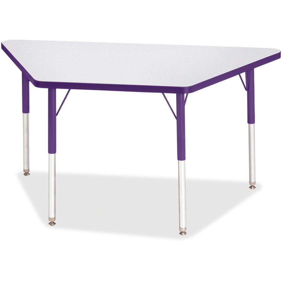 Jonti-Craft Berries Adult-Size Gray Laminate Trapezoid Table - Laminated Trapezoid, Purple Top - Four Leg Base - 4 Legs - Height Adjustable - 24" to 31" Adjustment - 48" Table Top Length x 24" Table Top Width x 1.13" Table Top Thickness - 31" Height...