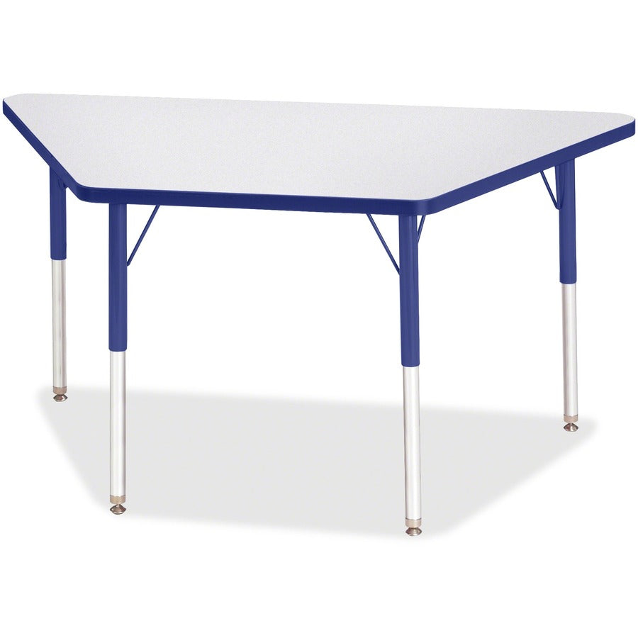 Jonti-Craft Berries Adult-Size Gray Laminate Trapezoid Table - Gray Trapezoid, Laminated Top - Four Leg Base - 4 Legs - Height Adjustable - 24" to 31" Adjustment - 48" Table Top Length x 24" Table Top Width x 1.13" Table Top Thickness - 31" Height - Ed...
