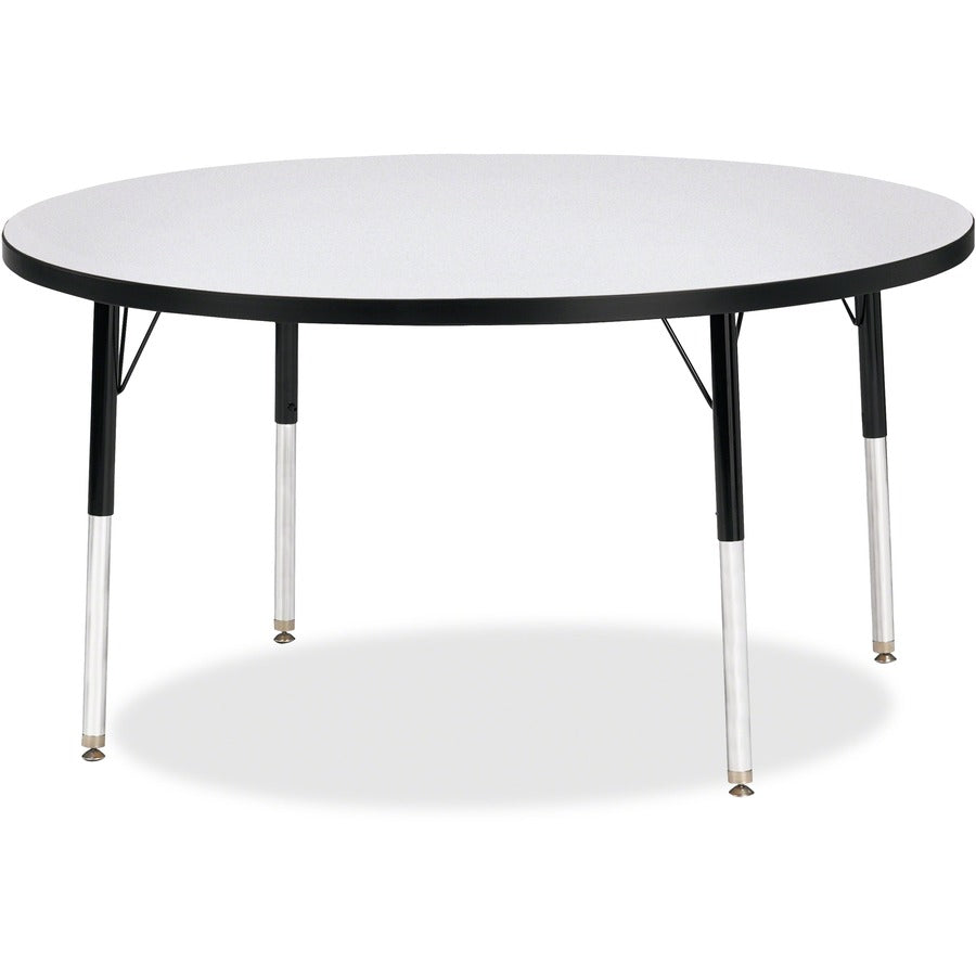 Jonti-Craft Berries Adult Height Color Edge Round Table - Black Round, Laminated Top - Four Leg Base - 4 Legs - Height Adjustable - 24" to 31" Adjustment x 1.13" Table Top Thickness x 48" Table Top Diameter - 31" Height - Art, Craft - Assembly Required...