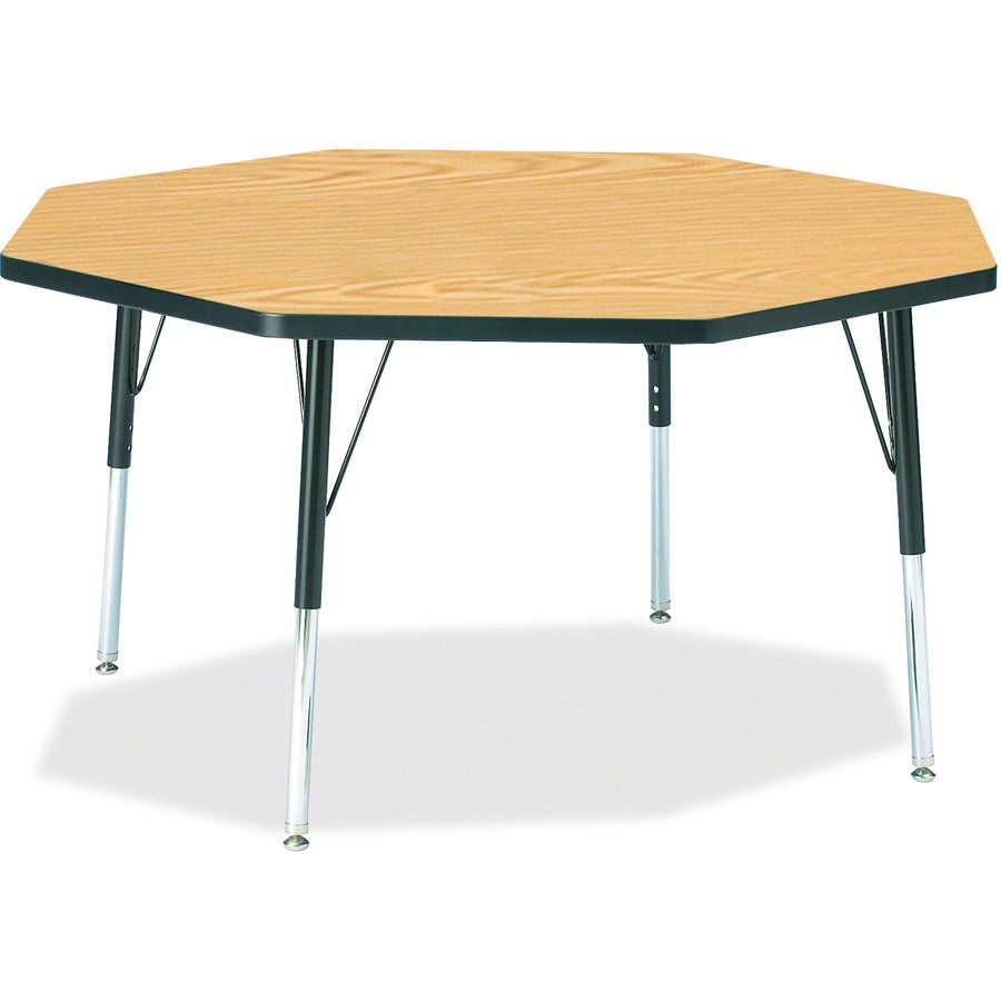 Jonti-Craft Berries Elementary Height Color Top Octagon Table - Black Oak Octagonal, Laminated Top - Four Leg Base - 4 Legs - Height Adjustable - 15" to 24" Adjustment x 1.13" Table Top Thickness x 48" Table Top Diameter - 24" Height - Art, Craft - Ass...