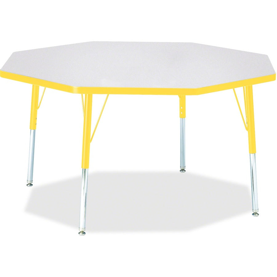 Jonti-Craft Berries Elementary Height Color Edge Octagon Table - Laminated Octagonal, Yellow Top - Four Leg Base - 4 Legs - Height Adjustable - 15" to 24" Adjustment x 1.13" Table Top Thickness x 48" Table Top Diameter - 24" Height - Art, Craft - Assem...