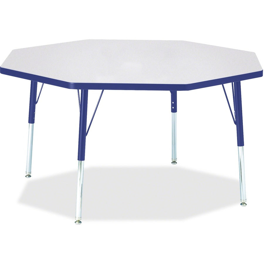 Jonti-Craft Berries Elementary Height Color Edge Octagon Table - Gray Octagonal, Laminated Top - Four Leg Base - 4 Legs - Height Adjustable - 15" to 24" Adjustment x 1.13" Table Top Thickness x 48" Table Top Diameter - 24" Height - Art, Craft - Assembl...