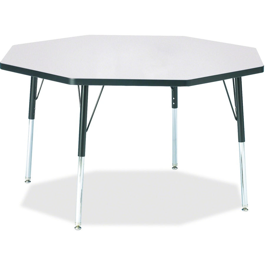 Jonti-Craft Berries Adult Height Color Edge Octagon Table - Black Octagonal, Laminated Top - Four Leg Base - 4 Legs - Height Adjustable - 24" to 31" Adjustment x 1.13" Table Top Thickness x 48" Table Top Diameter - 31" Height - Art, Craft - Assembly Re...