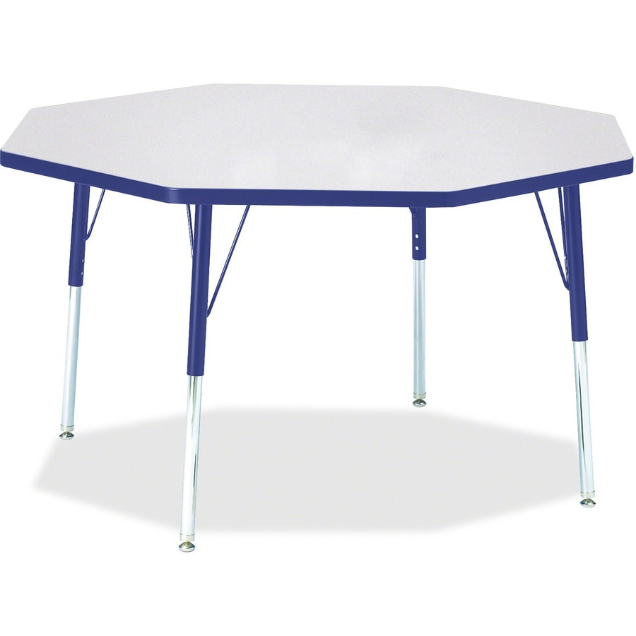 Jonti-Craft Berries Adult Height Color Edge Octagon Table - Gray Octagonal, Laminated Top - Four Leg Base - 4 Legs - Height Adjustable - 24" to 31" Adjustment x 1.13" Table Top Thickness x 48" Table Top Diameter - 31" Height - Art, Craft - Assembly Req...