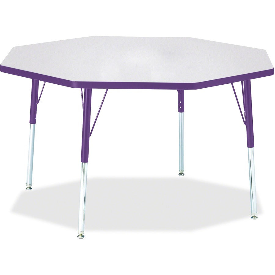 Jonti-Craft Berries Adult Height Color Edge Octagon Table - Laminated Octagonal, Purple Top - Four Leg Base - 4 Legs - Height Adjustable - 24" to 31" Adjustment x 1.13" Table Top Thickness x 48" Table Top Diameter - 31" Height - Art, Craft - Assembly R...