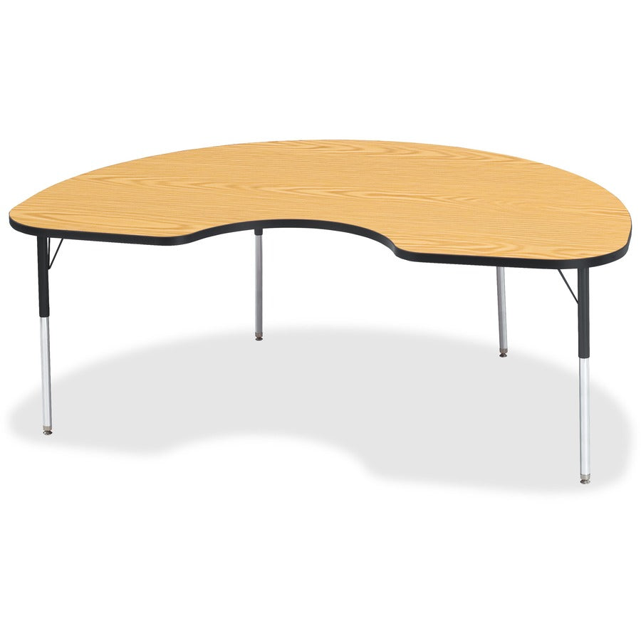 Jonti-Craft Berries Adult Color Top Kidney Table - Black Oak Kidney-shaped, Laminated Top - Four Leg Base - 4 Legs - Height Adjustable - 24" to 31" Adjustment - 72" Table Top Length x 48" Table Top Width x 1.13" Table Top Thickness - 31" Height - Art...