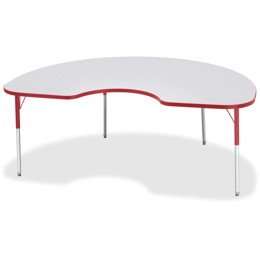Jonti-Craft Berries Adult Height Prism Color Edge Kidney Table - Laminated Kidney-shaped, Red Top - Four Leg Base - 4 Legs - Height Adjustable - 24" to 31" Adjustment - 72" Table Top Length x 48" Table Top Width x 1.13" Table Top Thickness - 31" Height...
