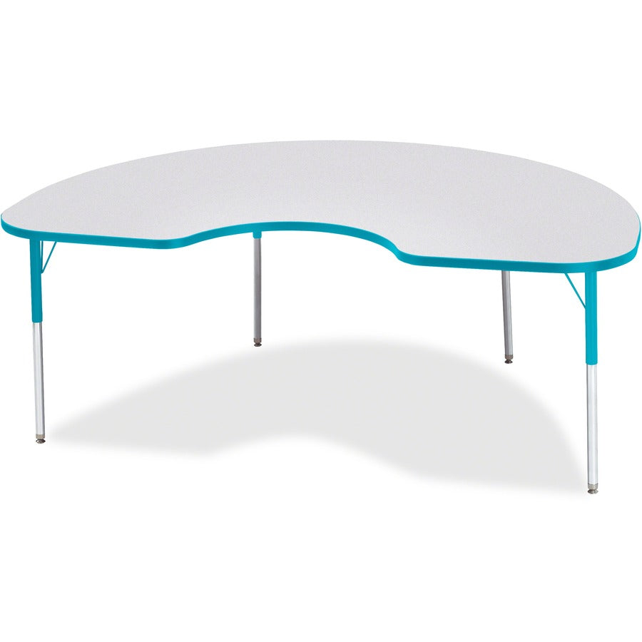 Jonti-Craft Berries Adult Height Prism Color Edge Kidney Table - Laminated Kidney-shaped, Teal Top - Four Leg Base - 4 Legs - Height Adjustable - 24" to 31" Adjustment - 72" Table Top Length x 48" Table Top Width x 1.13" Table Top Thickness - 31" Heigh...