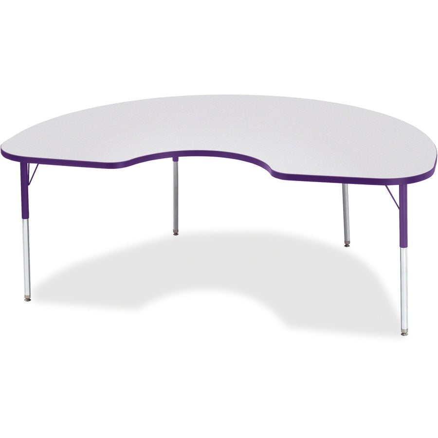Jonti-Craft Berries Adult Height Prism Color Edge Kidney Table - Gray Kidney-shaped, Laminated Top - Four Leg Base - 4 Legs - Height Adjustable - 24" to 31" Adjustment - 72" Table Top Length x 48" Table Top Width x 1.13" Table Top Thickness - 31" Heigh...