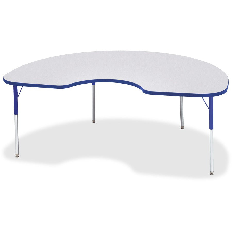Jonti-Craft Berries Adult Height Prism Color Edge Kidney Table - Blue Kidney-shaped, Laminated Top - Four Leg Base - 4 Legs - Height Adjustable - 24" to 31" Adjustment - 72" Table Top Length x 48" Table Top Width x 1.13" Table Top Thickness - 31" Heigh...