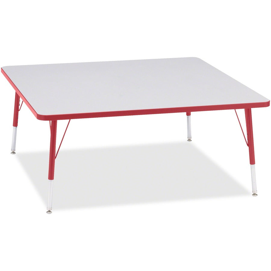Jonti-Craft Berries Elementary Height Color Edge Square Table - Laminated Square, Red Top - Four Leg Base - 4 Legs - Height Adjustable - 15" to 24" Adjustment - 48" Table Top Length x 48" Table Top Width x 1.13" Table Top Thickness - 24" Height - Art...