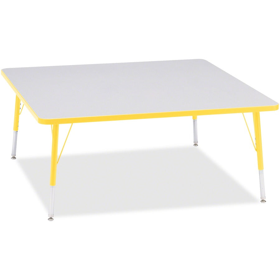 Jonti-Craft Berries Elementary Height Color Edge Square Table - Laminated Square, Yellow Top - Four Leg Base - 4 Legs - Height Adjustable - 15" to 24" Adjustment - 48" Table Top Length x 48" Table Top Width x 1.13" Table Top Thickness - 24" Height - Ar...