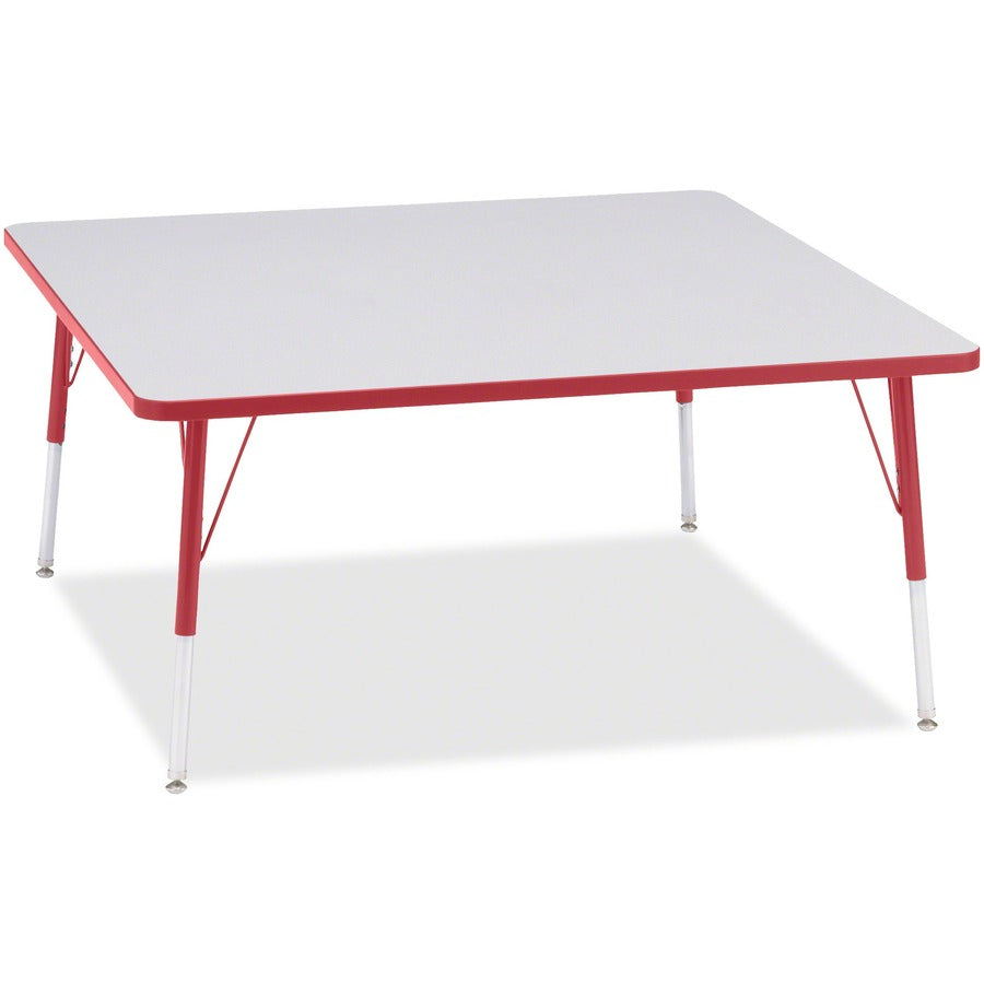 Jonti-Craft Berries Adult Height Prism Color Edge Square Table - Laminated Square, Red Top - Four Leg Base - 4 Legs - Height Adjustable - 24" to 31" Adjustment - 48" Table Top Length x 48" Table Top Width x 1.13" Table Top Thickness - 31" Height - Art...