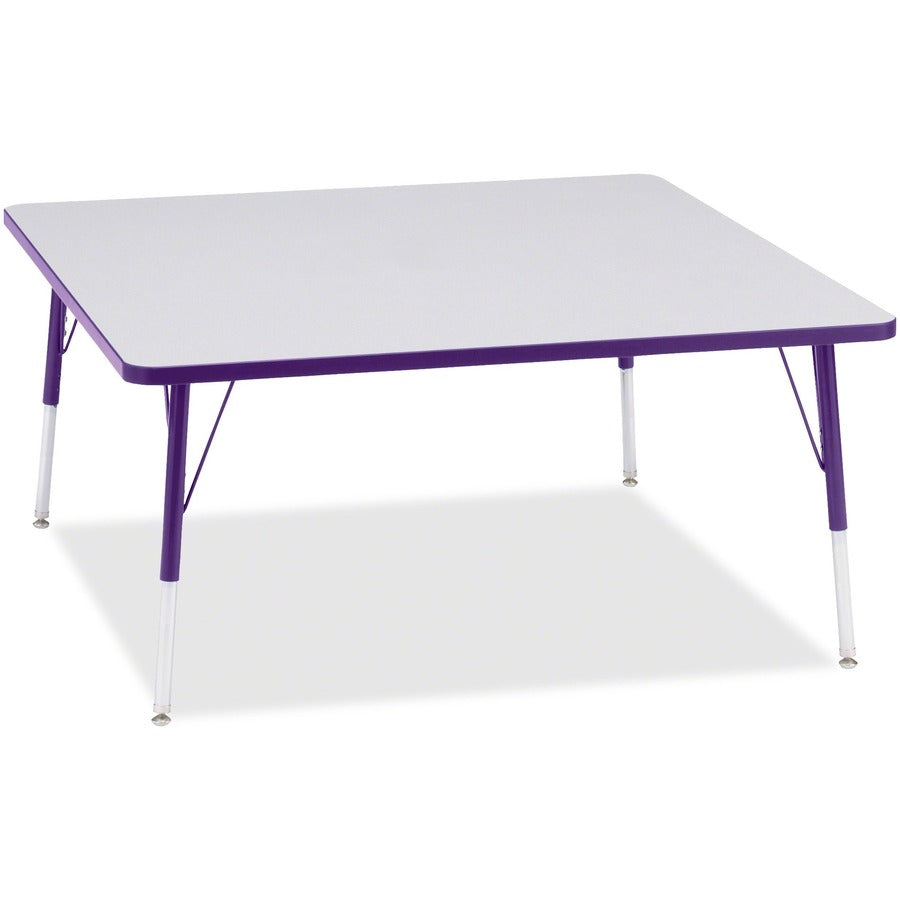 Jonti-Craft Berries Adult Height Prism Color Edge Square Table - Gray Square, Laminated Top - Four Leg Base - 4 Legs - Height Adjustable - 24" to 31" Adjustment - 48" Table Top Length x 48" Table Top Width x 1.13" Table Top Thickness - 31" Height - Art...