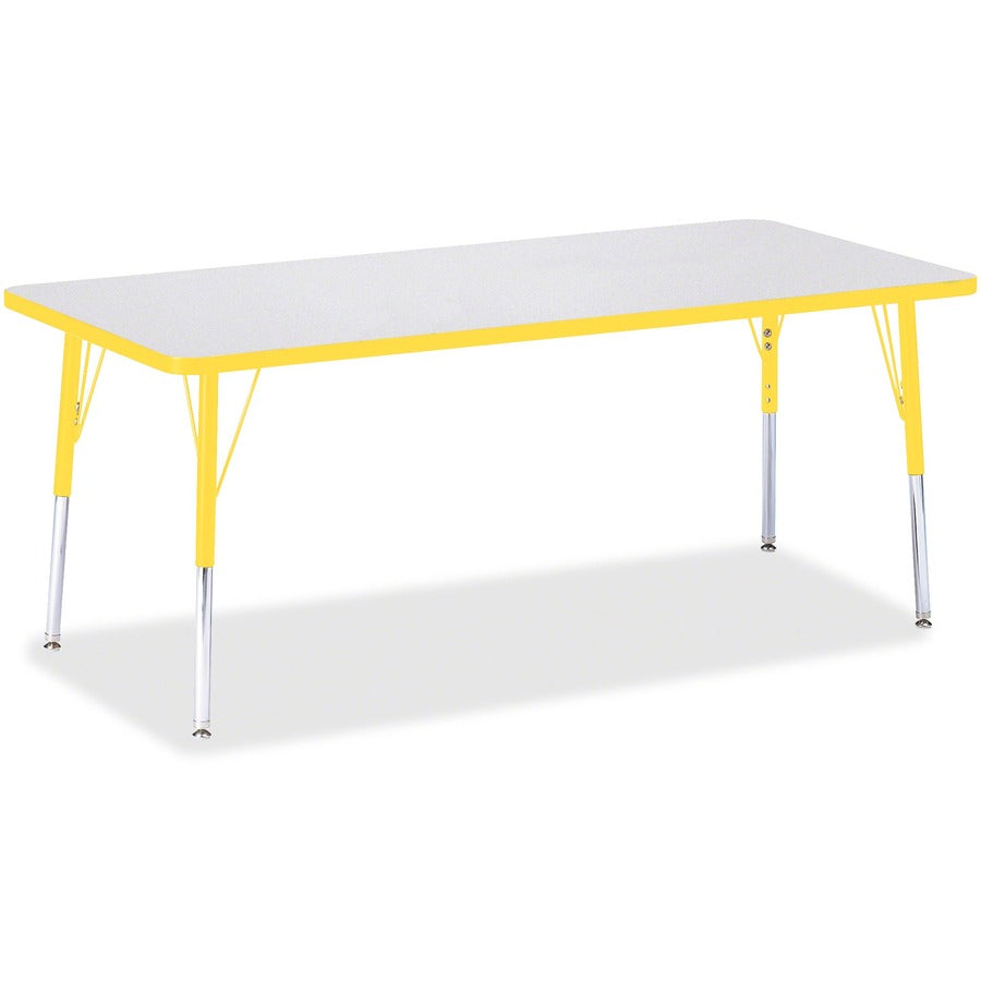 Jonti-Craft Berries Elementary Height Color Edge Rectangle Table - Gray Rectangle Top - Four Leg Base - 4 Legs - Height Adjustable - 15" to 24" Adjustment - 72" Table Top Length x 30" Table Top Width x 1.13" Table Top Thickness - 24" Height - Art, Craf...